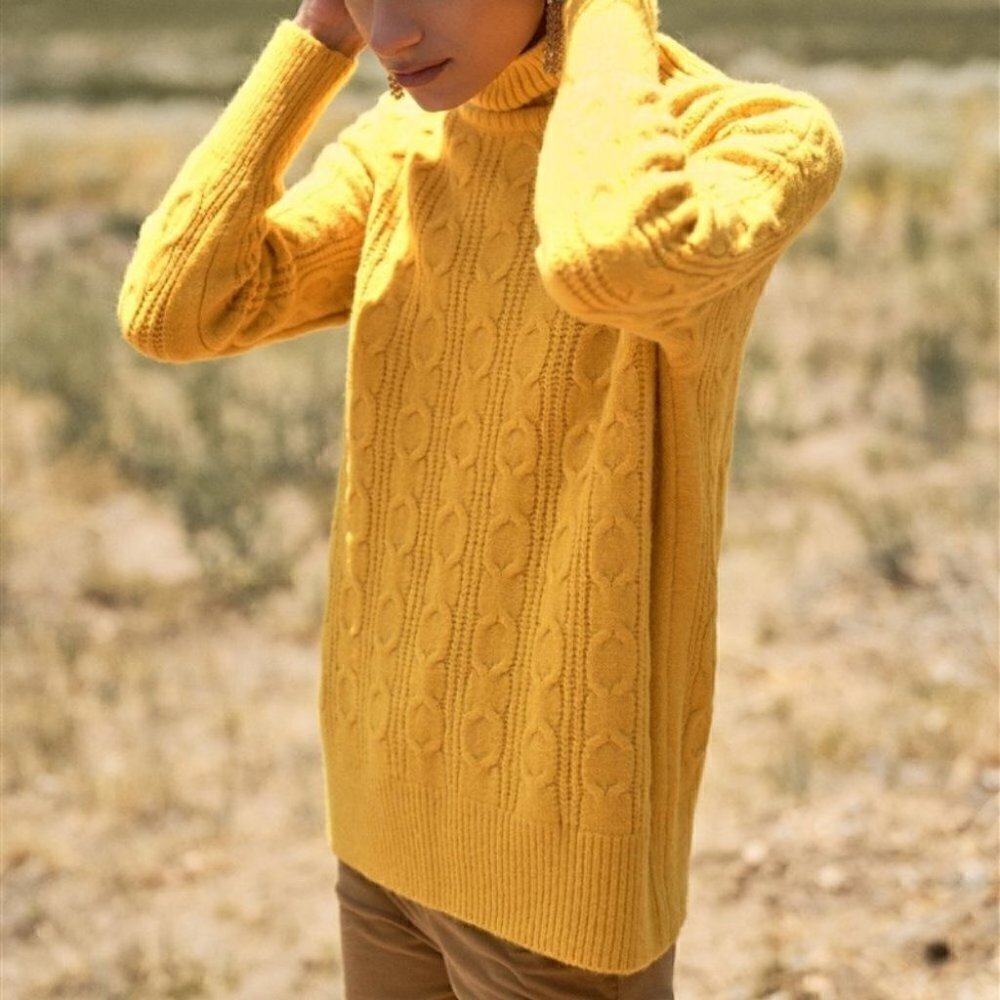 Yellow Cable Knit Sweater